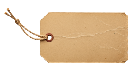 Blank Vintage Brown Paper Tag featuring tag, paper, brown, blank, vintage isolated on white background professional