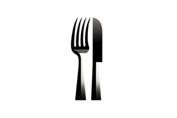 Abstract Fork And Spoon Silhouette Against Black Background