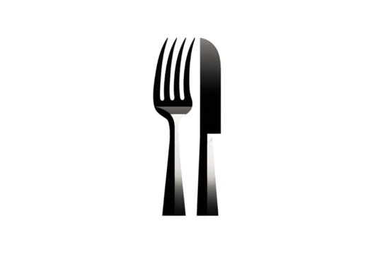 Abstract Fork And Spoon Silhouette Against Black Background