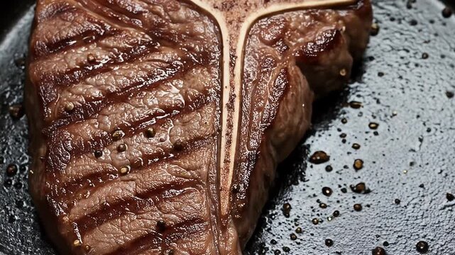 Delicious Grilled T Bone Steak Close Up Shot.