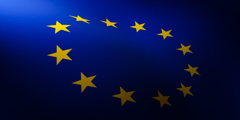 EU (European Union) waving flags. 3d rendering