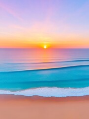 Obraz premium Breathtaking Sunrise Over Calm Ocean Waves with Soft Pastel Colors and Sandy Beach