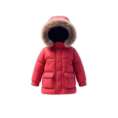 Warm and vibrant children's winter jacket featuring a fur-lined hood and pockets, perfect for cold weather.