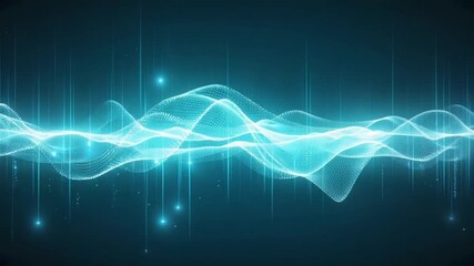 Abstract light waves with vertical lines and glowing dots against a dark blue background abstract digital wave futuristic tech patterns backgrounds video - Powered by Adobe