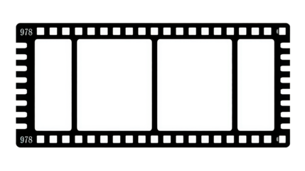 Blank Filmstrip Frames on Transparent Background