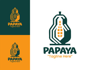 Papaya Logo Creative Tropical Fruit Branding