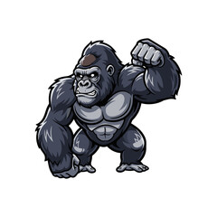 Illustration of a gorilla with a white background 