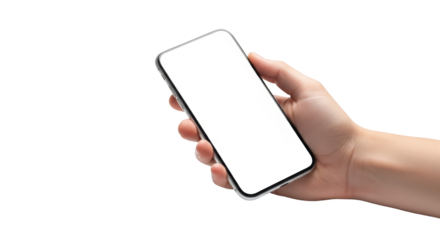 Hand Holding Modern Smartphone with Blank Screen featuring hand, holding, smartphone, mobile, phone creative template for