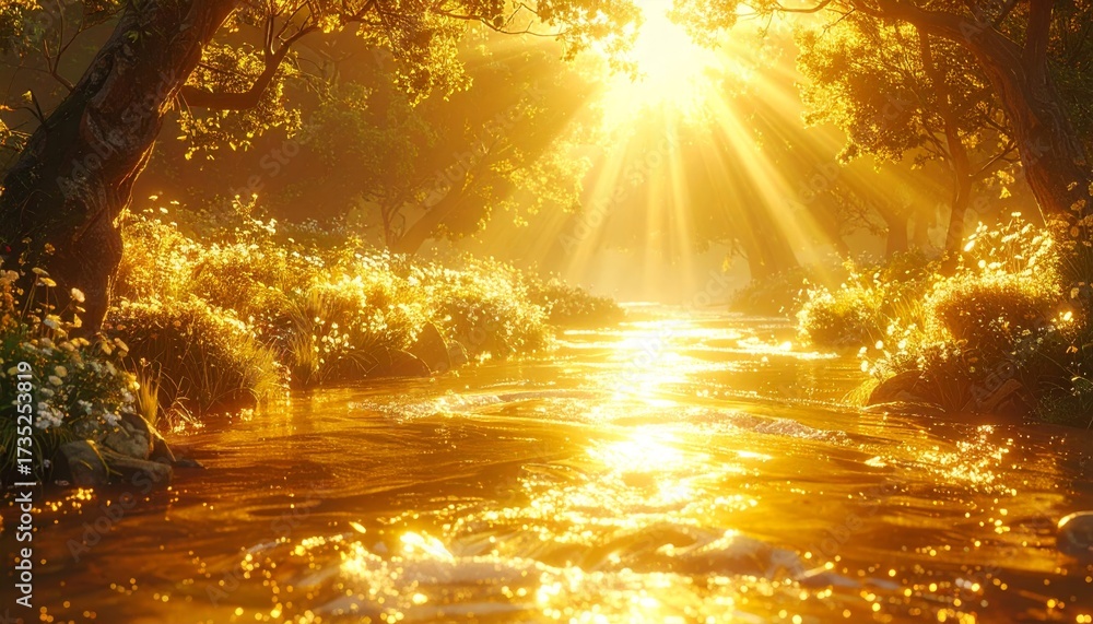 Canvas Prints bright summer sunlight shines through the orange glow of clouds and trees, creating a warm glow. abs
