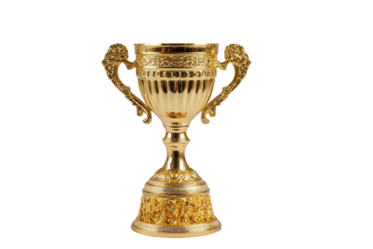 Gold Trophy on Black Background