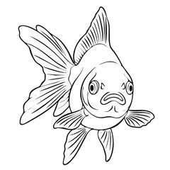 Black Outline Goldfish Vector Illustration