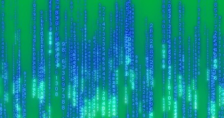 Animation of binary code data processing over transparent background - Powered by Adobe