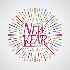 Obraz premium Lettering Happy New Year with Vibrant Style Vector, Illustration, Calligraphy Design, Usable for Poster, Banners, Postcards, Wallpaper, Gifts etc