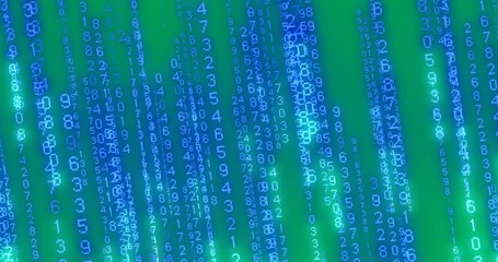 Animation of binary coding data processing over black background - Powered by Adobe