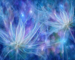 Abstract Glowing Floral Design In Blue Purple Colors