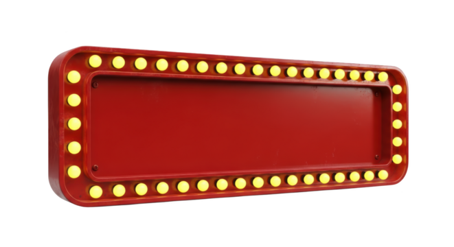 Retro Red Sign with Light Bulbs featuring sign, retro, vintage, red, yellow minimalist style for commercial