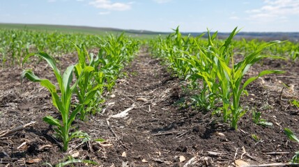 Naklejka premium Agricultural land recovery integrates tradition and innovation, using soil care and erosion control to rebuild productivity and protect the environment. 