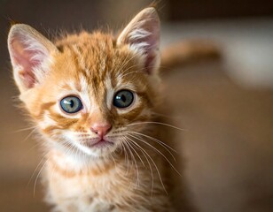 Fototapeta premium Adorable Orange Kitten Looking Directly at Camera.