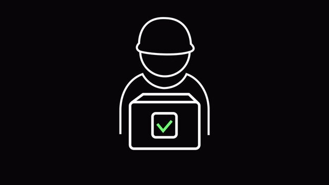 Courier Delivering Parcel to Smart Locker - Delivery Process Animation with Alpha Channel