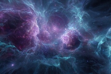 Colorful Space Nebula With Star Clusters