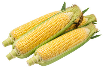 Fresh Corn on the Cob with Husks on Transparent Background