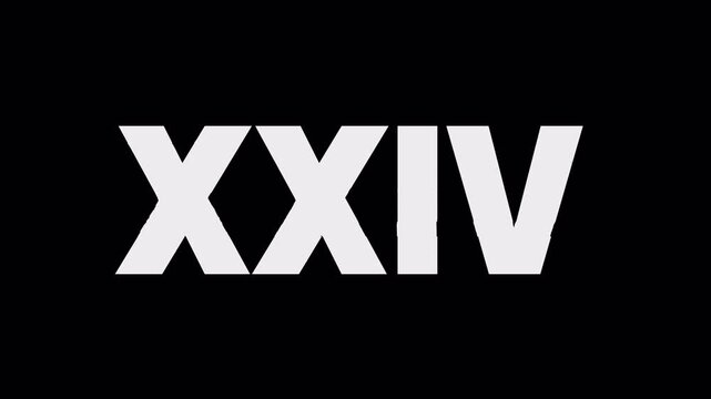 Xxiv roman numerals glitch white elegance plain black background featuring roman numerals xxiv with white highlighting. Ideal for luxury branding materials.