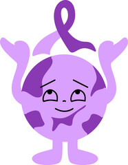 World Cancer Day Awareness Ribbon Vector Illustration