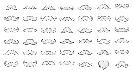 Fototapeta premium A collection of diverse mustache designs and shapes.