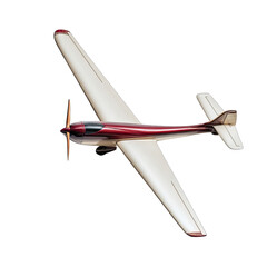 Naklejka premium Small, cream & red airplane, overhead angle, propeller visible