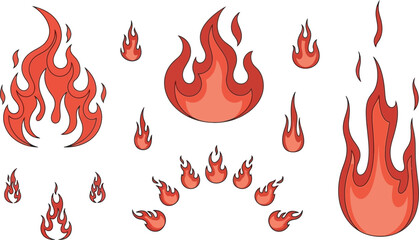Fire flame vector illustration design graphic clip art set vector