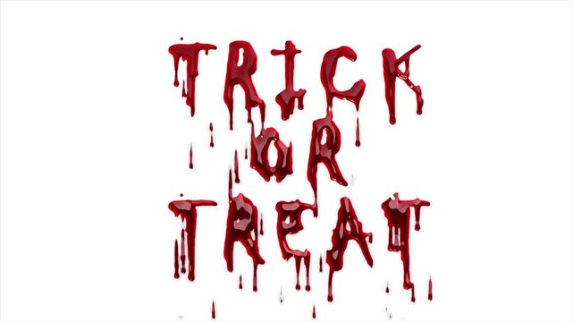 Drip blood text Animation Horror Effect on white Background. Halloween concept