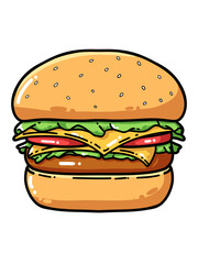 Double Cheese Burger cartoon Illustration