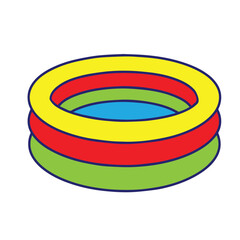 A vibrant vector showing a small multicolored plastic pool for kids, ideal for playful designs, advertisements, catalogs, summer posters, and decorative projects.
