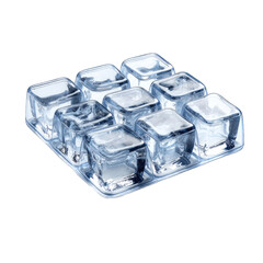 Obraz premium Nine clear ice cubes, tray edges showing