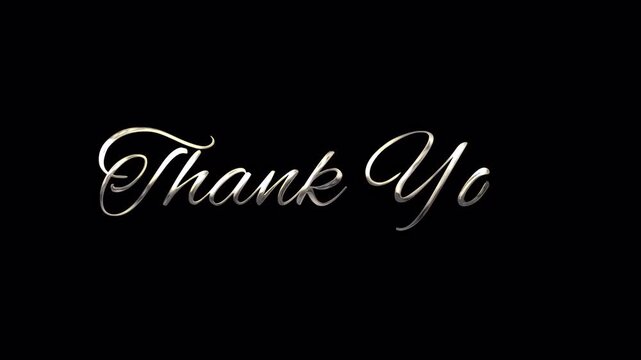 Thank you elegantly scripted in silver, suitable as a classy greeting card design or decoration for thank you notes.