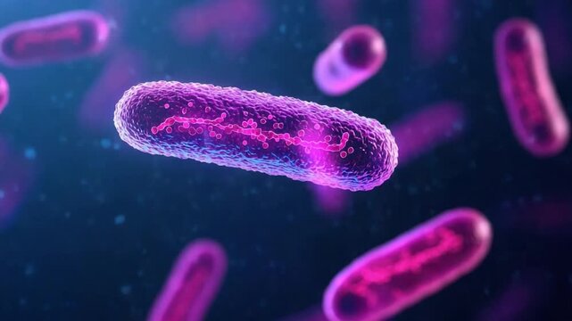 Colorful Microscopic View of Bacteria with Detailed Cell Structures on Dark Background for Scientific Illustrations 4k video footage