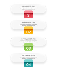 Obraz premium 4 Steps Glassmorphism Infographic Template for Business Timeline, Process, or Vertical Presentation. Banner, Poster and Plan. Vector illutration.