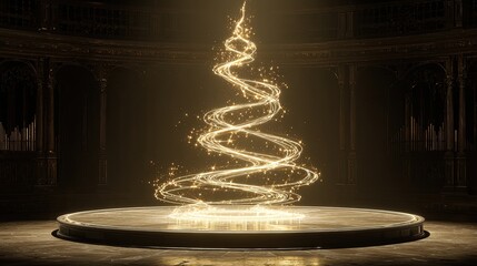 Abstract Golden Spiral Christmas Tree On Elegant Pedestal