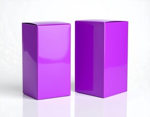 Two identical purple boxes on a white surface