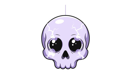 Whimsical Skull Illustration: A charming cartoon skull with large, expressive eyes and crackled details, evoking a playful yet intriguing mood.