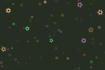 Fototapeta premium Olive Green Backdrop with Star Outlines in Purple Gold and Turquoise Hues