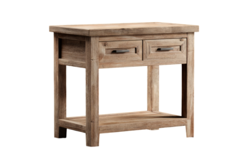 Light-brown wooden console table with two drawers