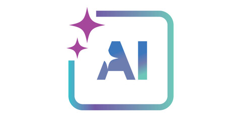 Glowing ai logo with sparkling accents