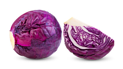 Fototapeta premium Red cabbage one slice isolated on transparent png ( image from camera )