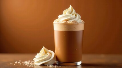 Creamy Coffee Delight Iced Coffee Drink with Whipped Topping and Meringue Garnish