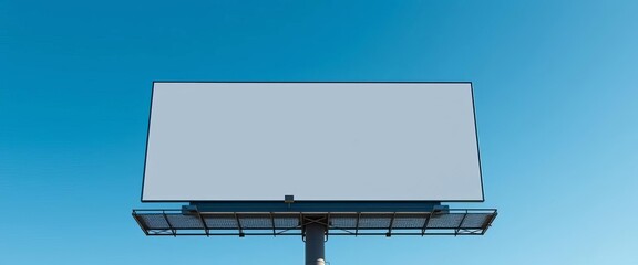 Giant blank billboard against a clear blue sky, promotion, message