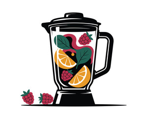 Healthy smoothie ingredients being blended together in a clear glass blender for a refreshing drink
