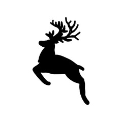 Jumping Reindeer Silhouette クリスマスに跳ねるトナカイのシルエットイラスト