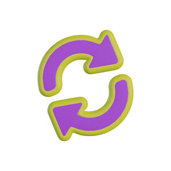 Purple Repeat Arrow Icon with Yellow Outline on Black Background