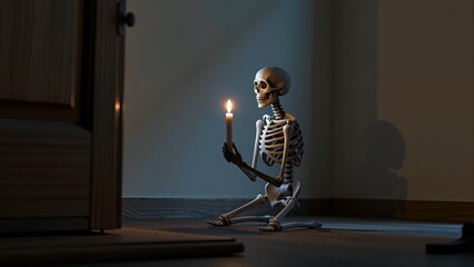 skeleton-candle-dark-room